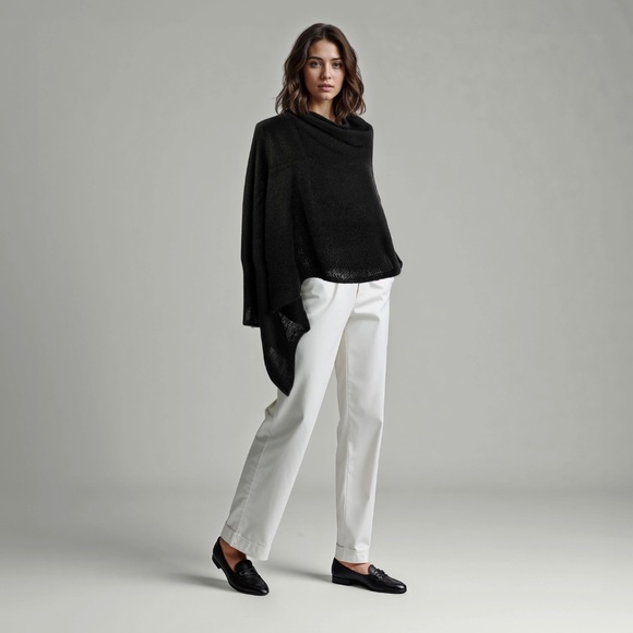 Portolano Cashmere Poncho Openwork - Picture 1 of 2